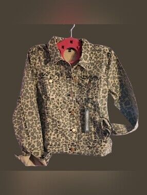 See Thru Soul Leopard Print Denim Jacket